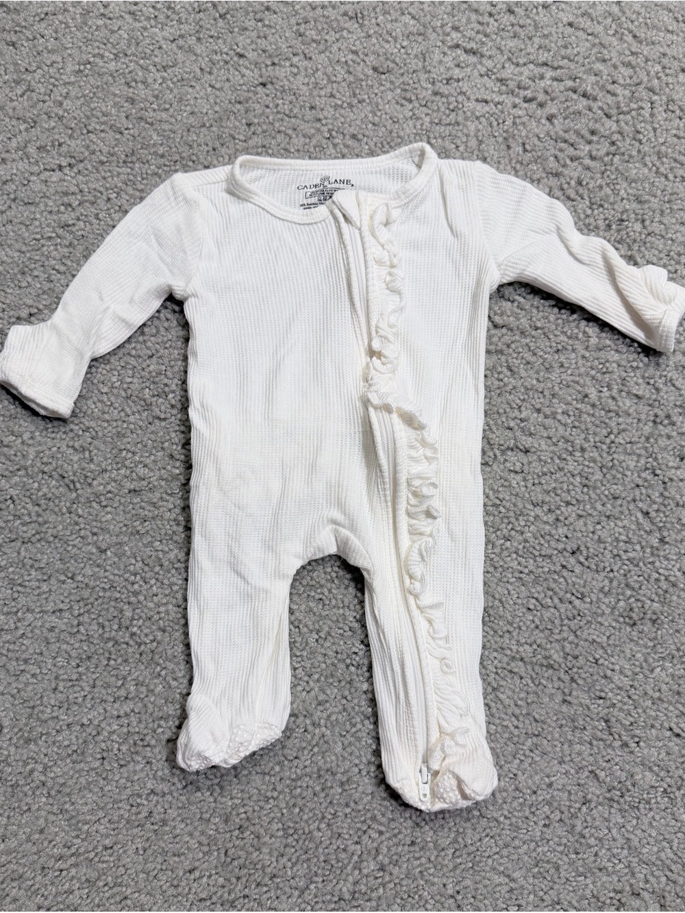 Caden Lane White Bamboo Waffle Zipper Footie